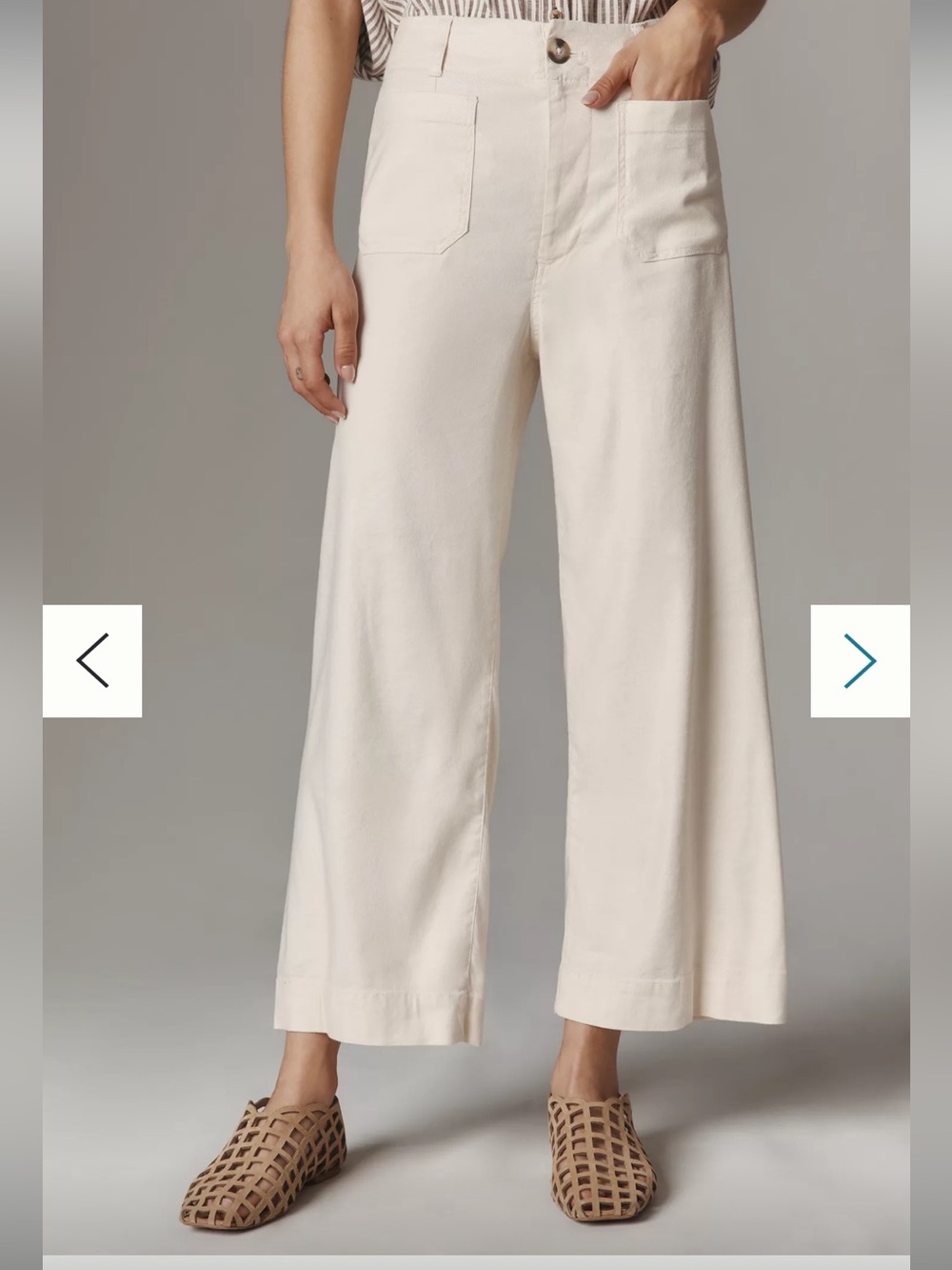 Maeve, High-Rise Wide-Leg Women's Pants in Cream, 28 - Picture 2 of 13